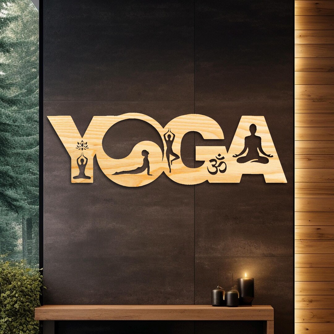 Yoga Poses Wall Art, Wood Meditating Buddha, Zen Artwork, Spiritual ...
