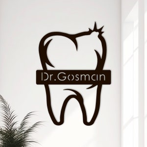 Custom Sign, Wood Dental Art, Dental Office Décor, Dentist Gift, Personalized Dentist Name, Tooth Art, Dental Hygiene Gifts, Reception Sign