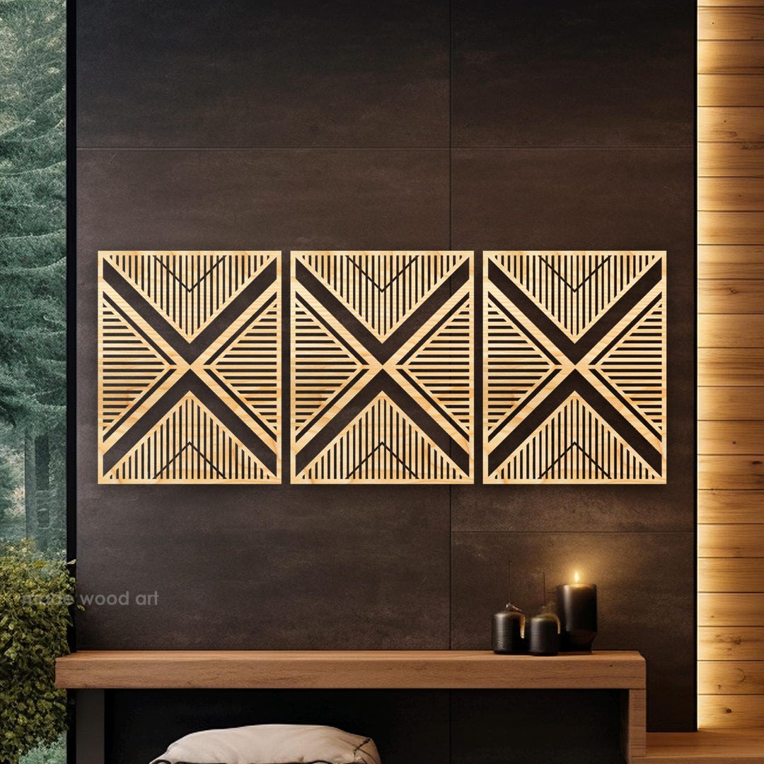 Wood Wall Panel, Triptych Wall Decor, 3 Piece Art, Set of 3, Extra ...