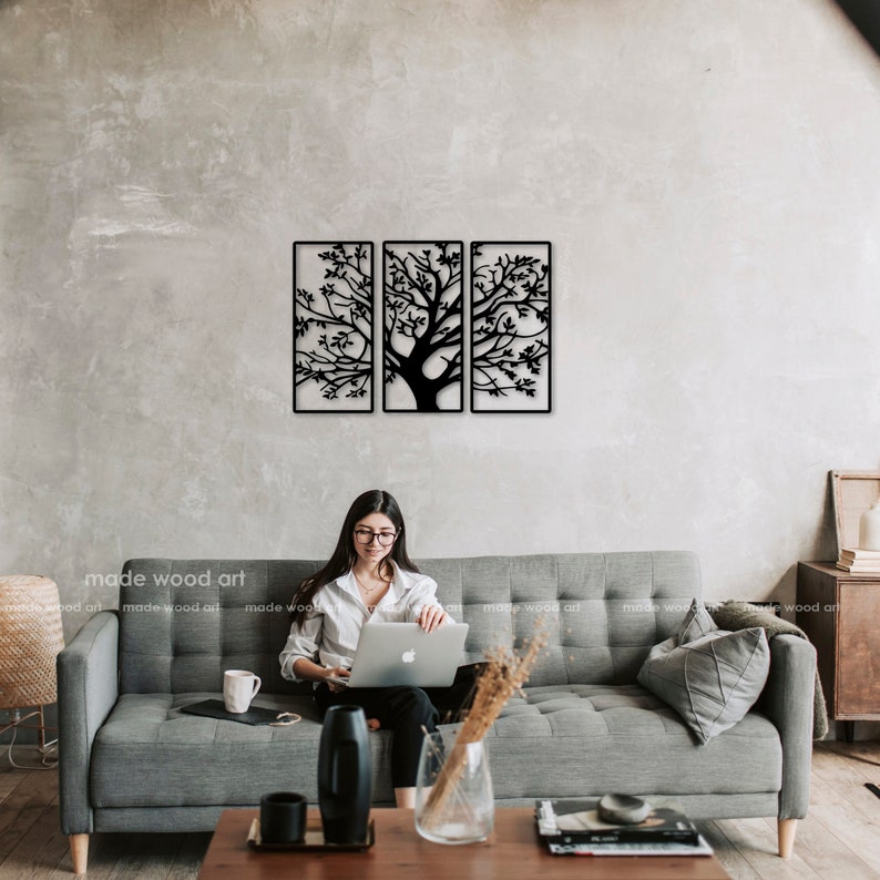 Triptych Wall Art Tree of Life 3 Panels Wood Wall Art 3 Piece Etsy