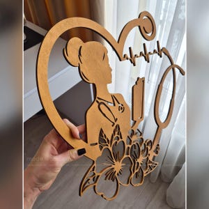 Medische kunst aan de muur, bloemen stethoscoop houtdecor, cadeau verpleegkundige, teken ademhalingstherapeut, kamer verpleegkundige, afstudeercadeau, decor dokterspraktijk afbeelding 12
