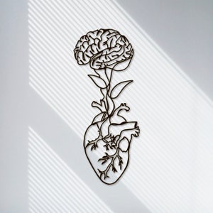 Anatomical Heart and Brain Artwork, Medical Wood Wall Art, Anatomy Art, Human Heart, Doctor Gift, Medical Office Decor, Cardiologist Gift