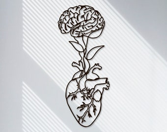 Anatomisch hart en hersenen artwork, medische houten muur kunst, anatomische kunst, menselijk hart, dokter cadeau, medisch kantoor decor, cardioloog cadeau
