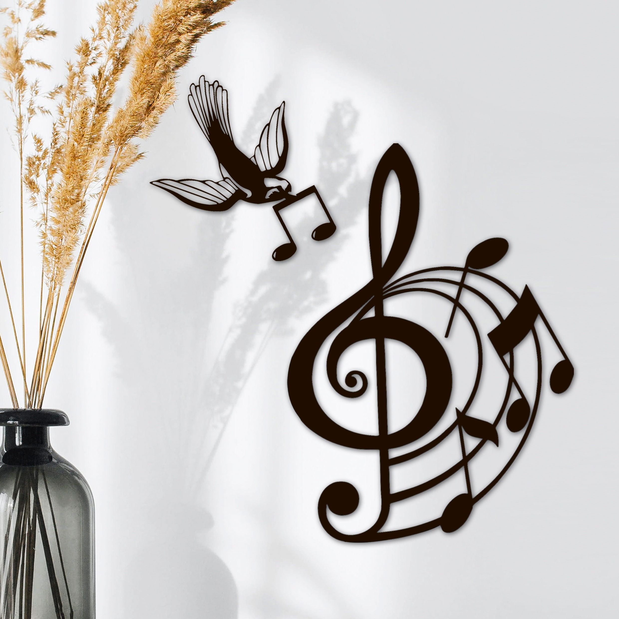 Musical Notes Wall Art, Wood Music Symbol Decor, Room Decor, Sheet Music Sign, Music Lover Gift, Piano Wall Hanging, Gifts for Musicians