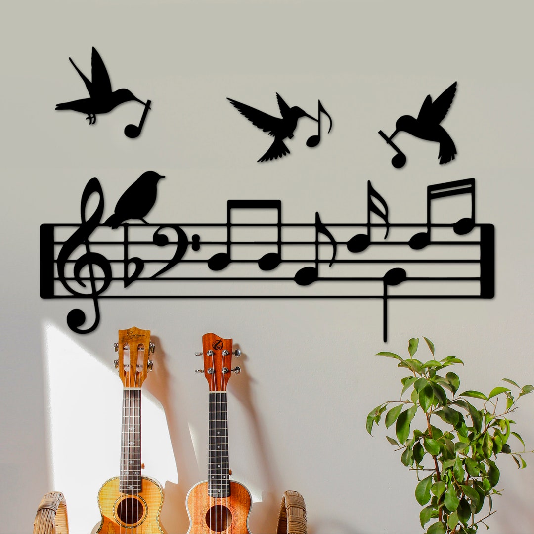 Art mural de musique, décoration murale de note de musique en bois, art