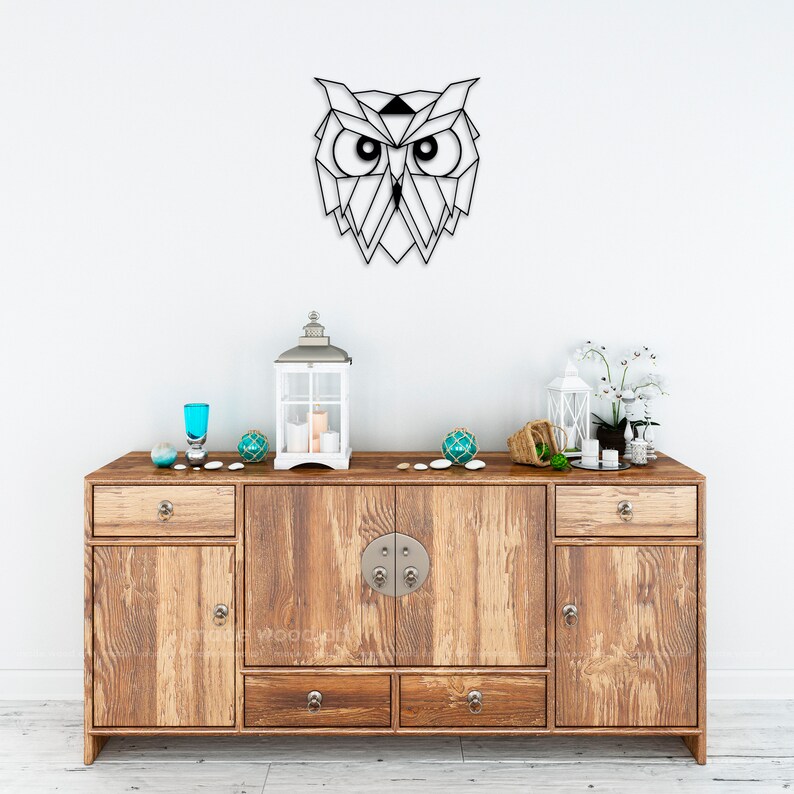 Wooden Owl Wall Decor Geometric Owl Wall Art Wooden Wall Etsy