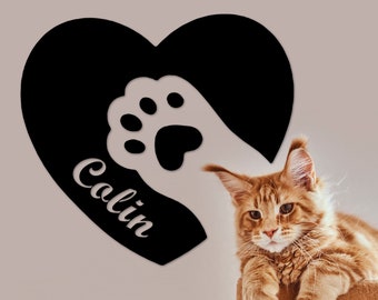 Cat Paw Wall Sign, Wood Wall Decor, Cat Wall Art, Cat House Decor, Cat Decor, Cat Sympathy Gift, Personalized Cat Gift, Custom Cat Name Sign