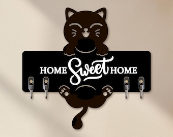 Cat Key Holder, Wooden Wall Mounted Key Hook, Home Decor Items, Key Rack Organizer, Home Sweet Home, Housewarming Gift, Key Hanger
