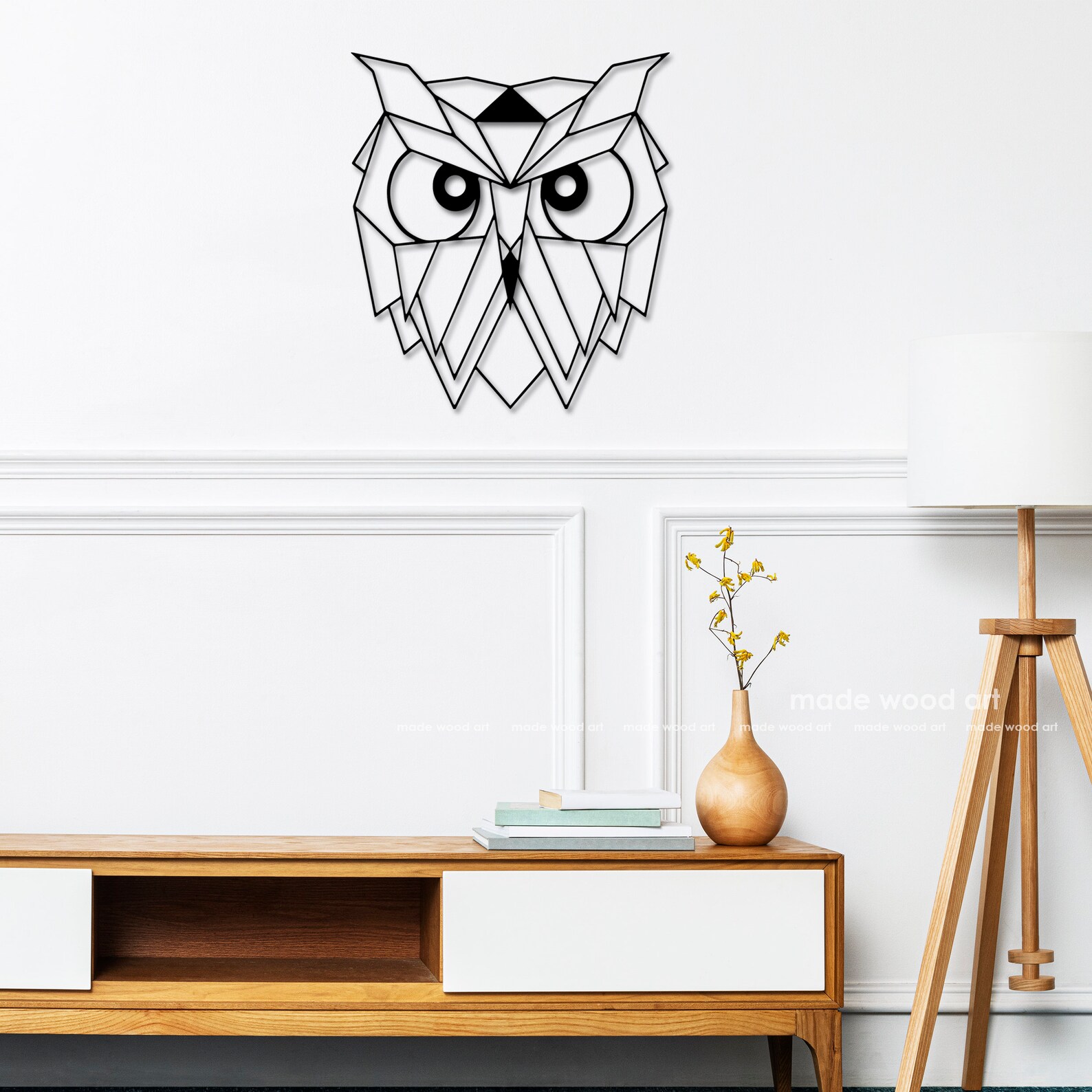 Wooden Owl Wall Decor Geometric Owl Wall Art Wooden Wall Etsy