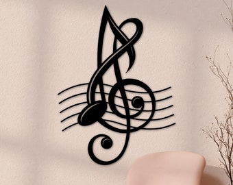 Musik-Holzwanddekor, Notenschlüssel, Musiknoten-Zeichen, Violinschlüssel, Musiklehrer-Geschenk, Klavier-Dekor, Raum-Dekor, Musikstudio-Kunst