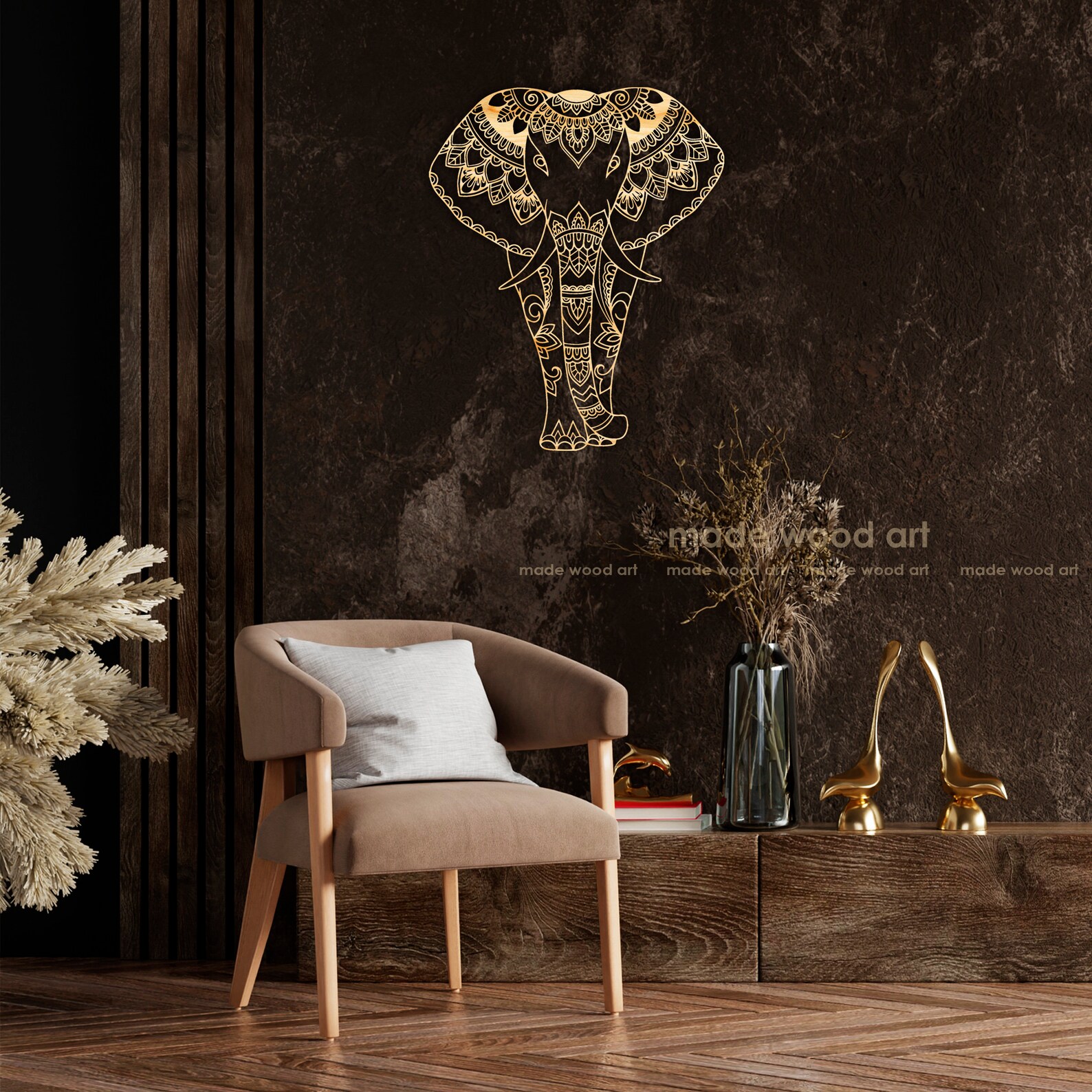 Elephant Wall Decor Wood Wall Art Elephant Mandala Wall Art Etsy