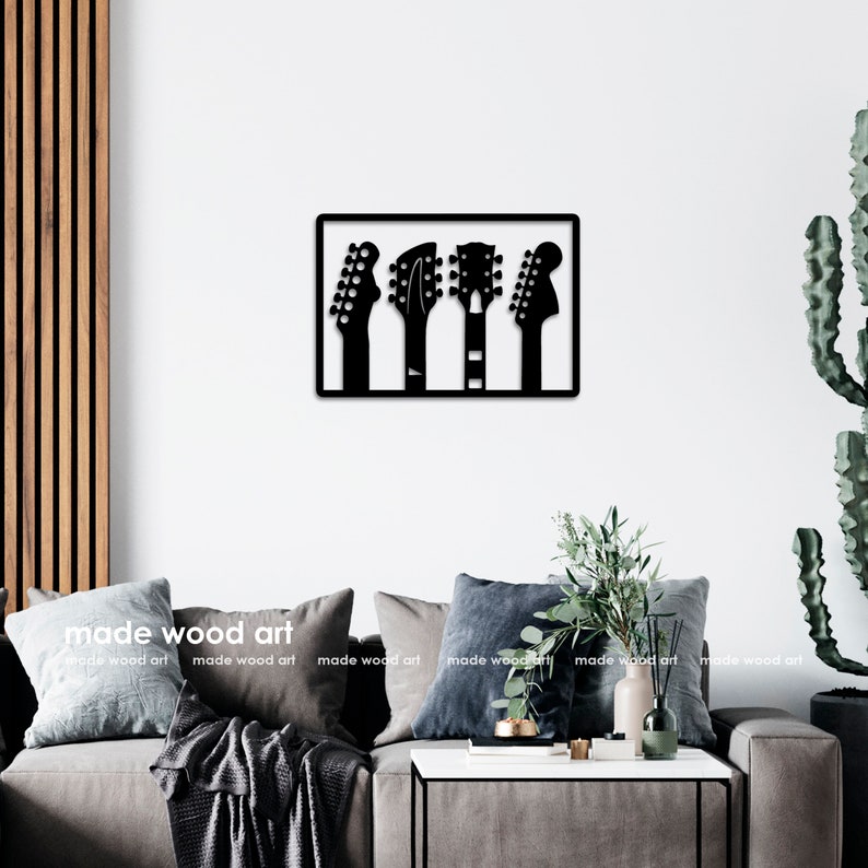 Wood Guitar Wall Art Music Theme Decor Bedroom Wall Decor Etsy