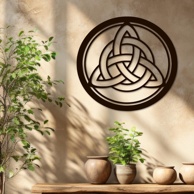 Irish Geometry Celtic Wood Sign, Irish Wall Art, Triquetra Decor, Trinity Knot Symbol ...