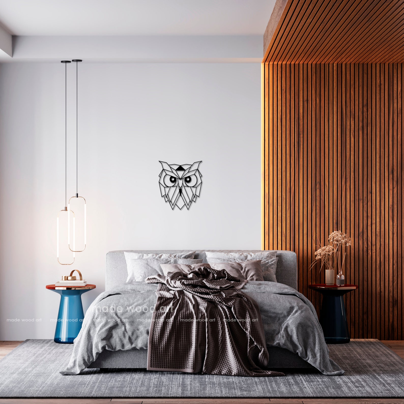 Wooden Owl Wall Decor Geometric Owl Wall Art Wooden Wall Etsy