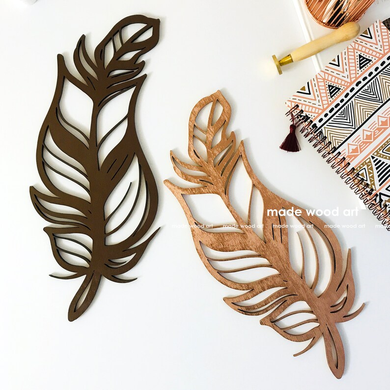 Feather Wall Decor Wood Wall Art Feather Wall Art Wood Feather Etsy