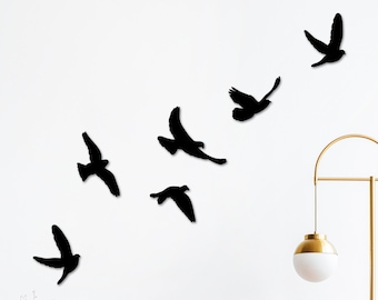 Flock of Birds Wooden Wall Art, Flying Bird Wall Decor, Minimalist Wall Hanging, Bird Wall Sculpture, Wall Sign, Room Decor Over the Bed