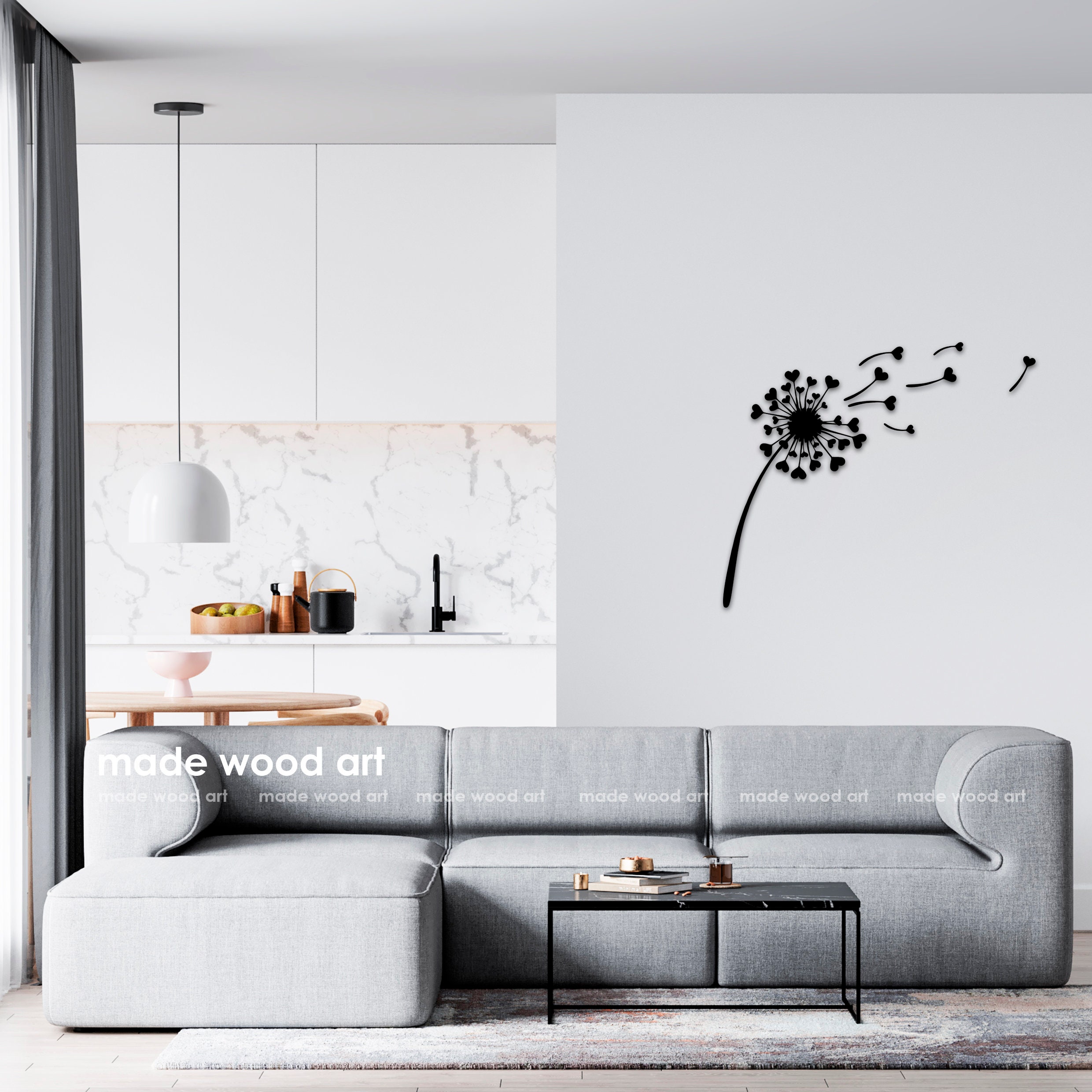 Dandelion wall art Wood wall decor Wood nature wall art Room Etsy