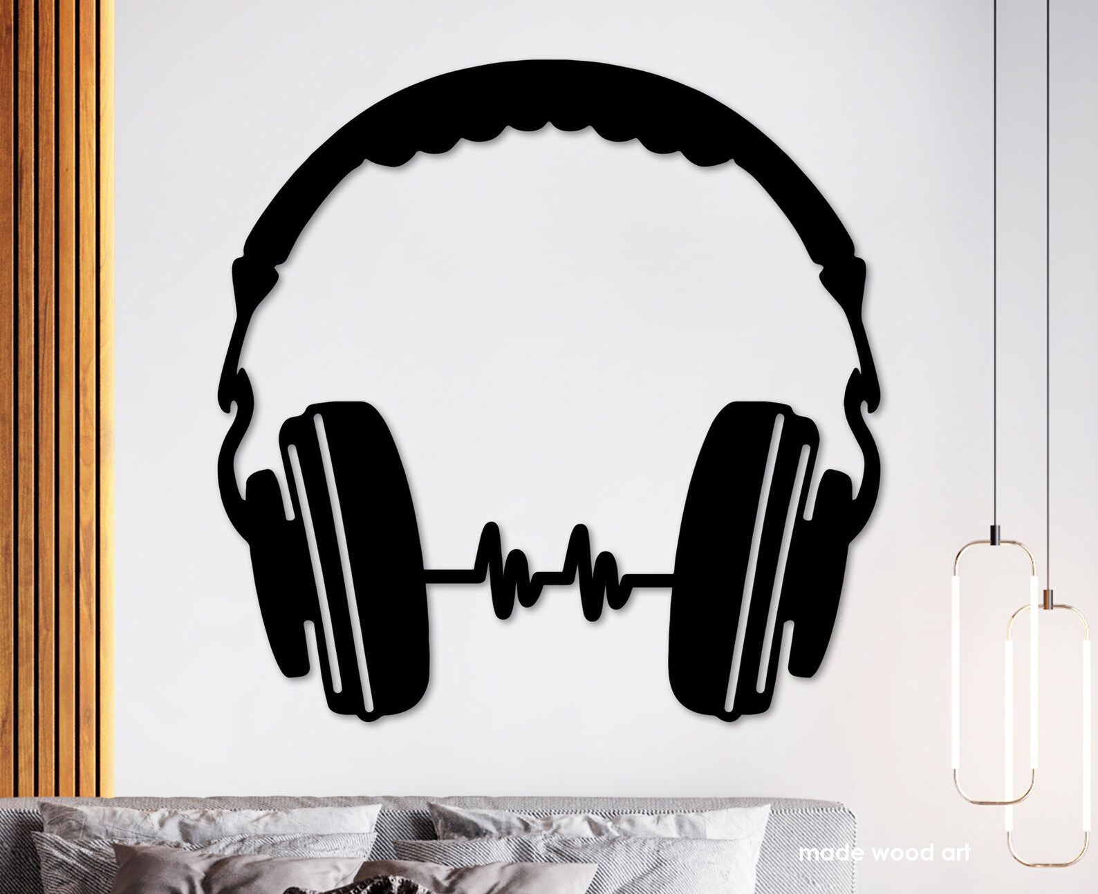 Headphones wall decor Music wall art Wood wall art DJ gifts Etsy