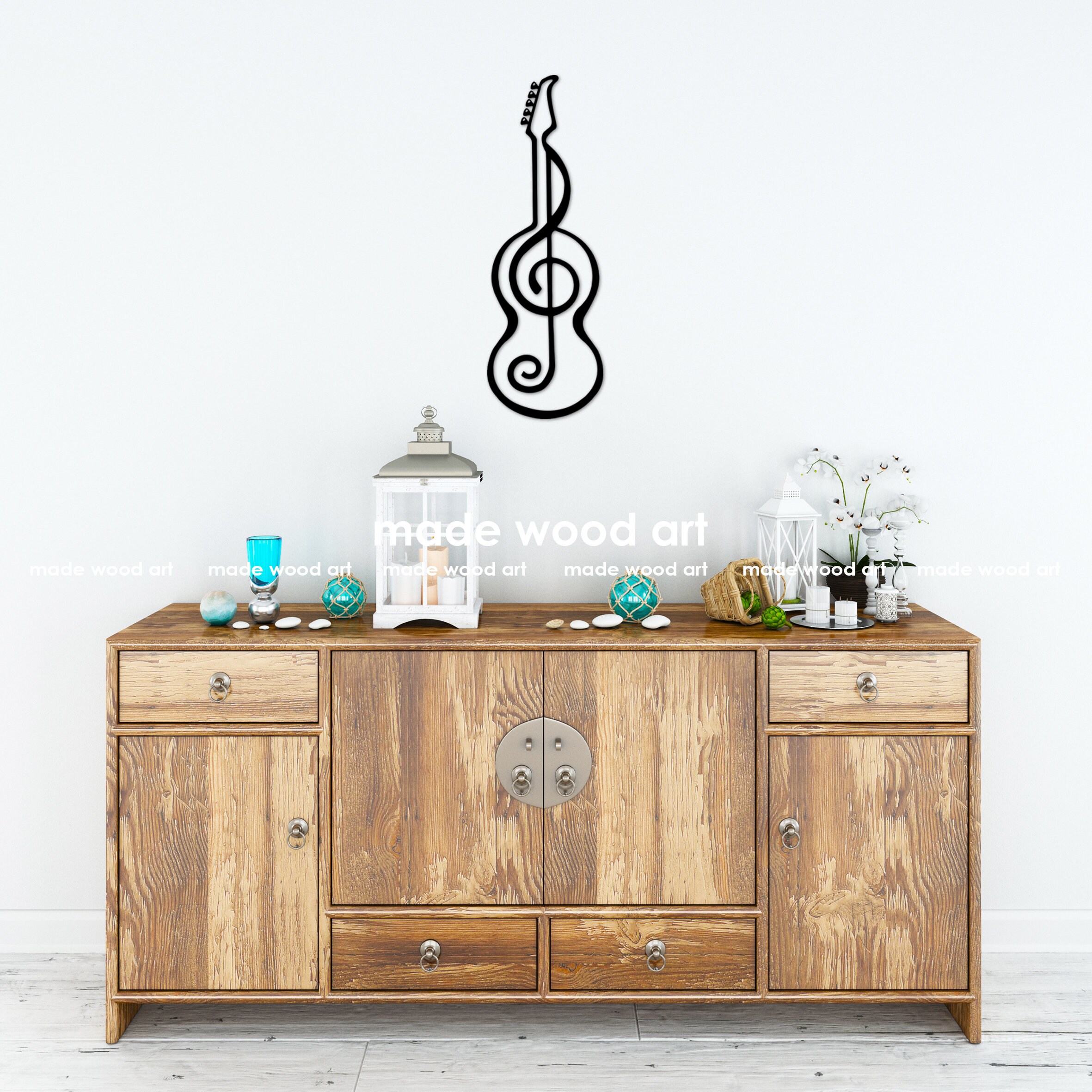 Wood Guitar Wall Art Musician Gifts Wood Guitar Sign Wooden Etsy