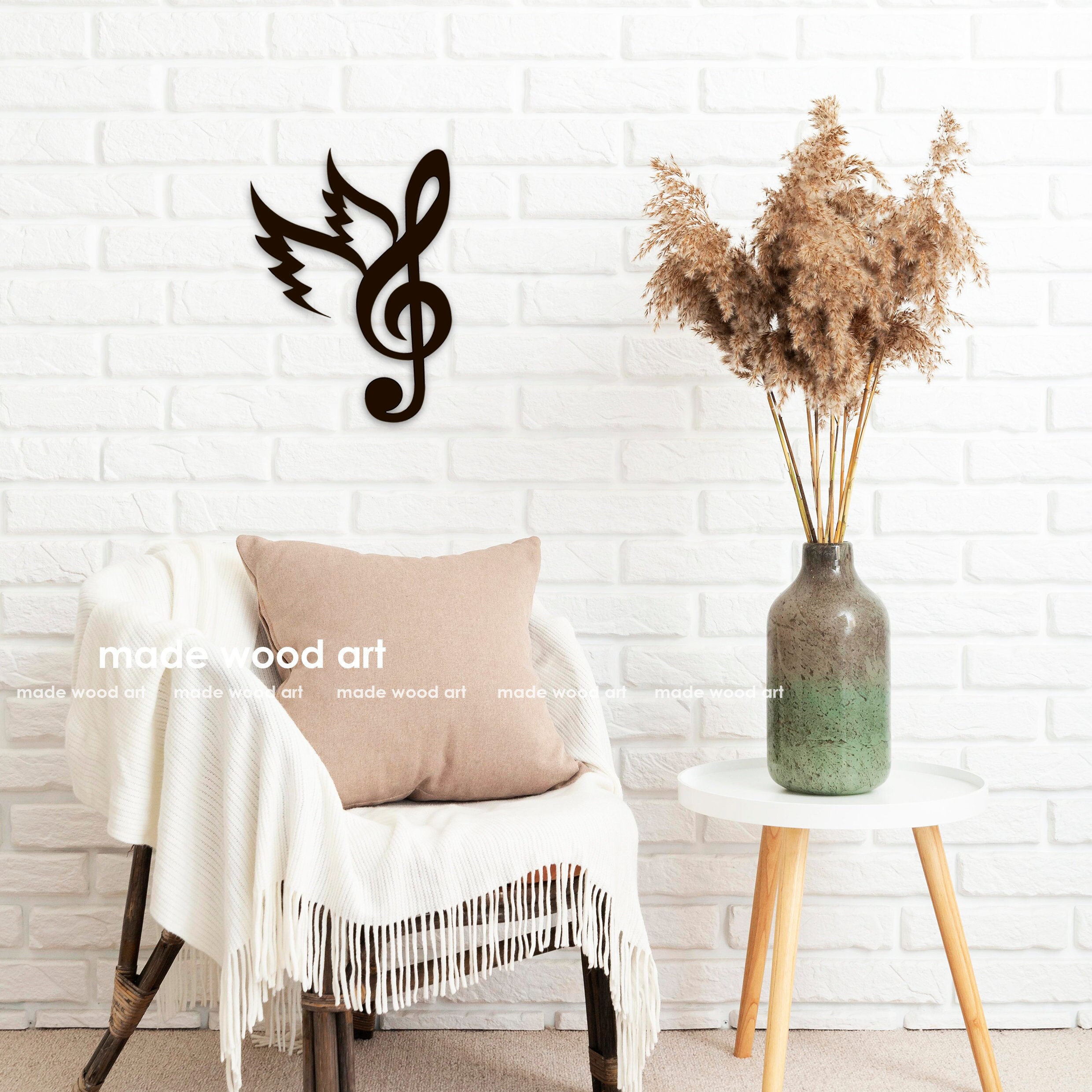 Wooden music notes Wall decor Music art Music decor Music wall Etsy