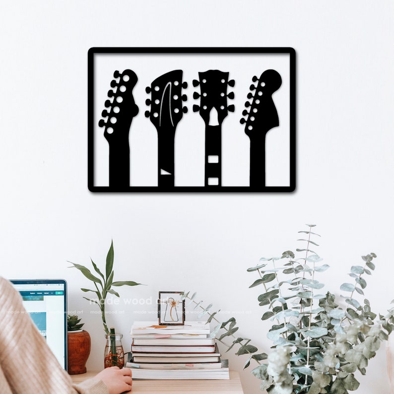 Wood Guitar Wall Art Music Theme Decor Bedroom Wall Decor Etsy