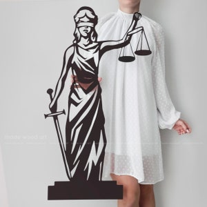 Blind Lady Justice Wall Art, Wood Greek Scales of Justice, Lawyer Gift for Women, Judge Gifts, Lawyer Office Decor, Law School Graduation