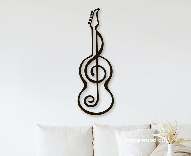 Wood Guitar Wall Art Musician Gifts Wood Guitar Sign Wooden Etsy