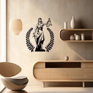 Blind Lady Justice Wall Art, Wood Scales of Justice, Judge Gifts ...
