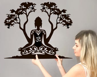Wooden Buddha Wall Art, Zen Wall Decor, Meditation Room, Buddhism Wall Hanging, Yoga Gifts, Bedroom Artwork, Asian Art, Spiritual Sign