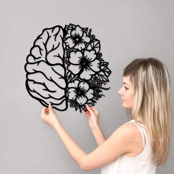 Wooden Brain Art, Human Anatomy Art, Psychology Gifts, Medical School, Mental Health Wall Hangings, Gift for Doctor, Therapy Office Decor
