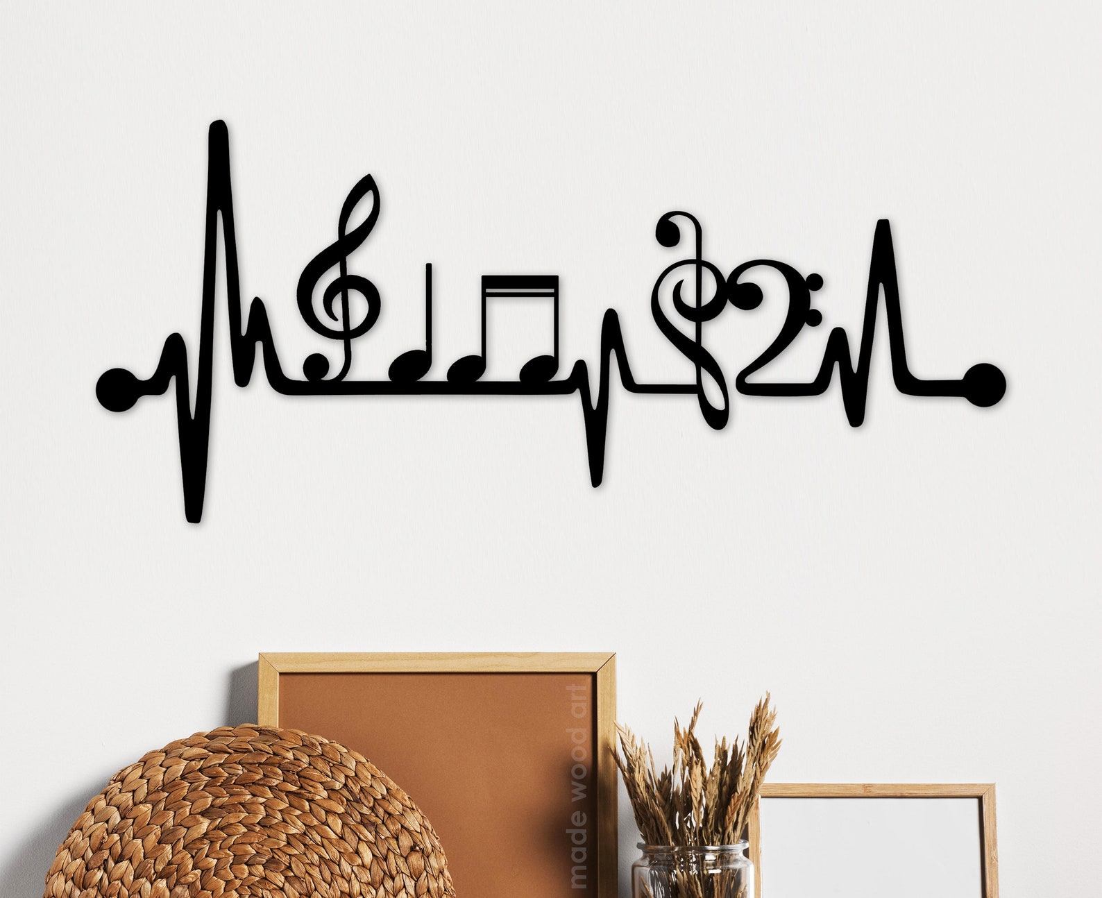 Wooden music notes decoration Sheet music art Music clef Music Etsy