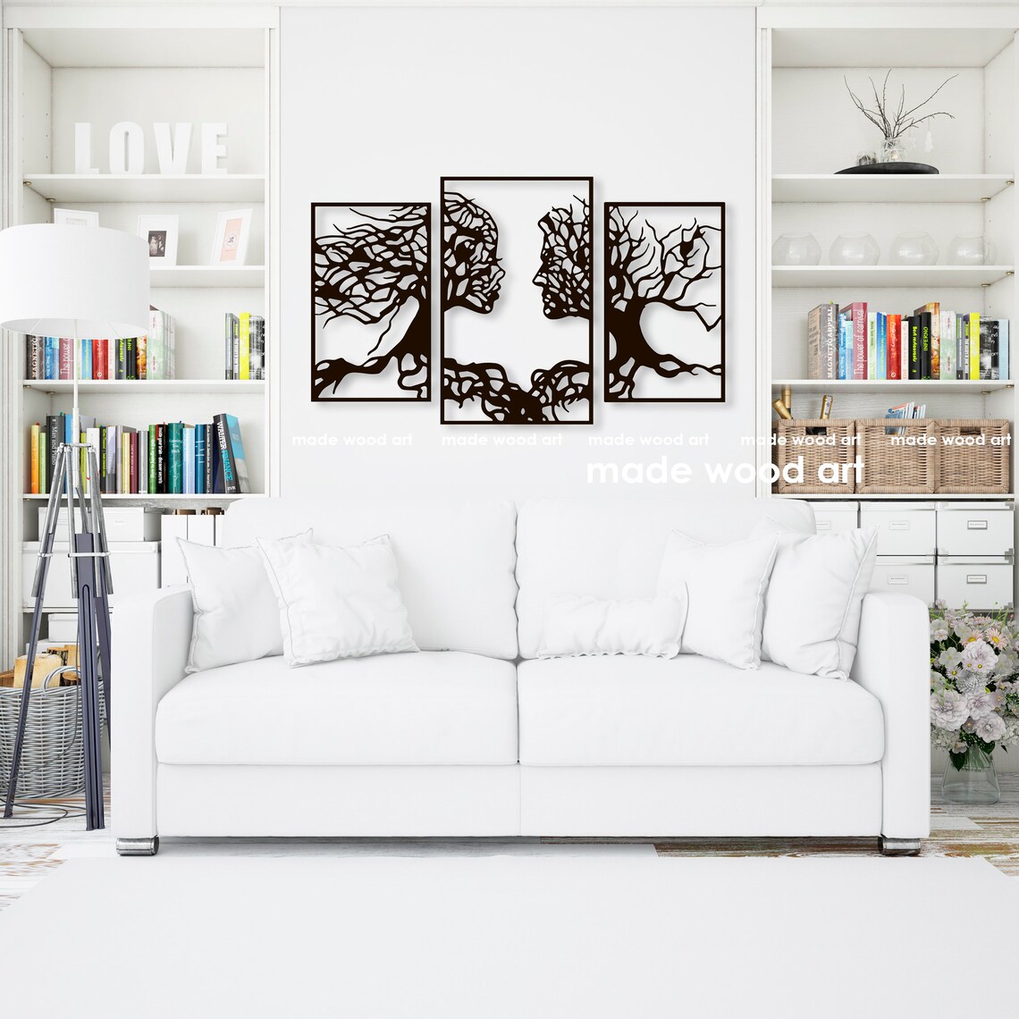 3 Piece Wall Art Tree of Life 3 Panel Wall Art Wood Faces and Etsy