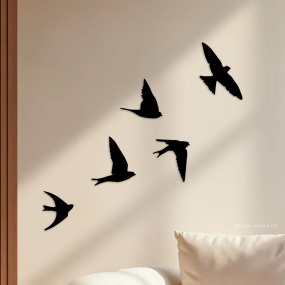 Wooden Birds Wall Decor, Flock of Bird Wall Art, Freedom Wall