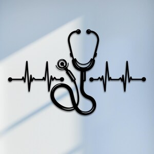 Art mural en bois stéthoscope, signe d&#39;inhalothérapeute, infirmière cardiaque, artworl de pièce d&#39;adjoint au médecin, étudiante en soins infirmiers, décoration de bureau de médecin