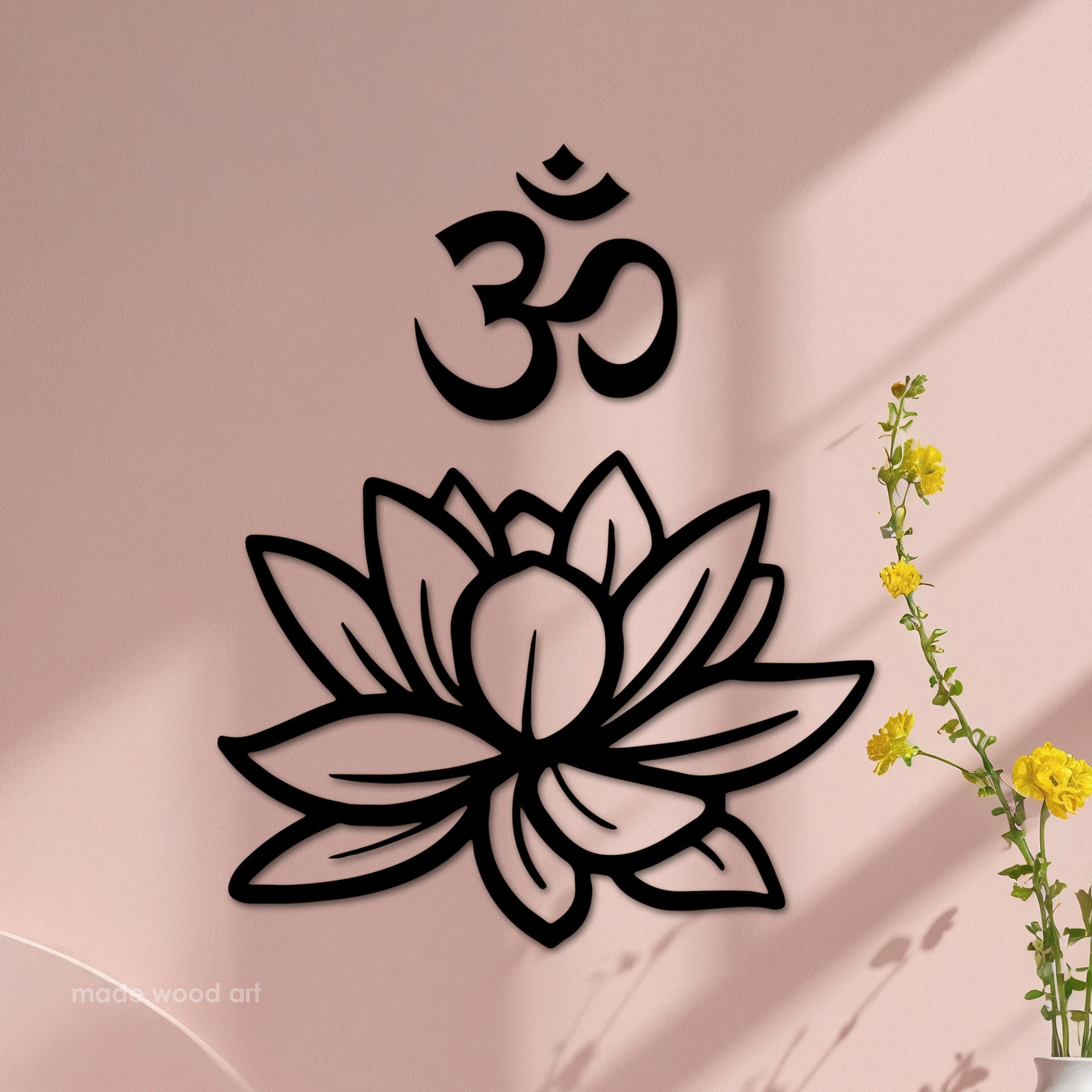 Lotus Flower Wall Art, Wooden Om Symbol, Diwali Gift, Mandala Wall 