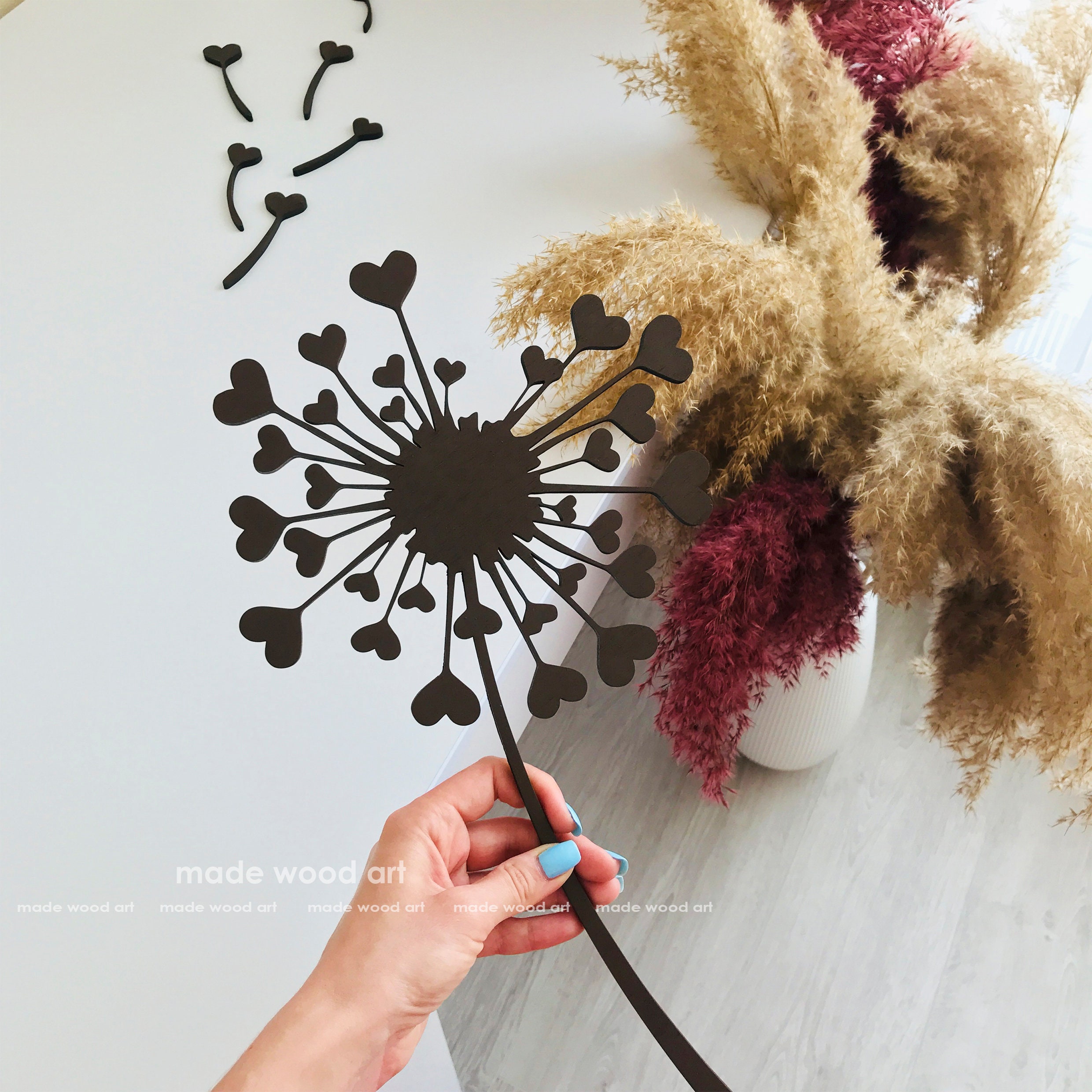 Dandelion wall art Wood wall decor Wood nature wall art Room Etsy