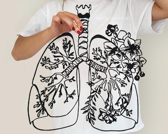 Anatomical Lung Art, Respiratory Therapist Gifts, Wood Wall Artwork, Floral One Line Art, Human Anatomy, Gift for Doctor, Medical Wall Decor