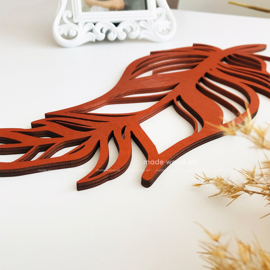 Feather Wall Decor Wood Wall Art Feather Wall Art Wood Feather Etsy