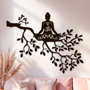 Buddha Wall Art, Meditation Room Wood Decor, Zen Bedroom, Buddhism Wall Hanging, Spiritual Gift, Yoga Wall Sign, Om Wall Artwork, Namaste