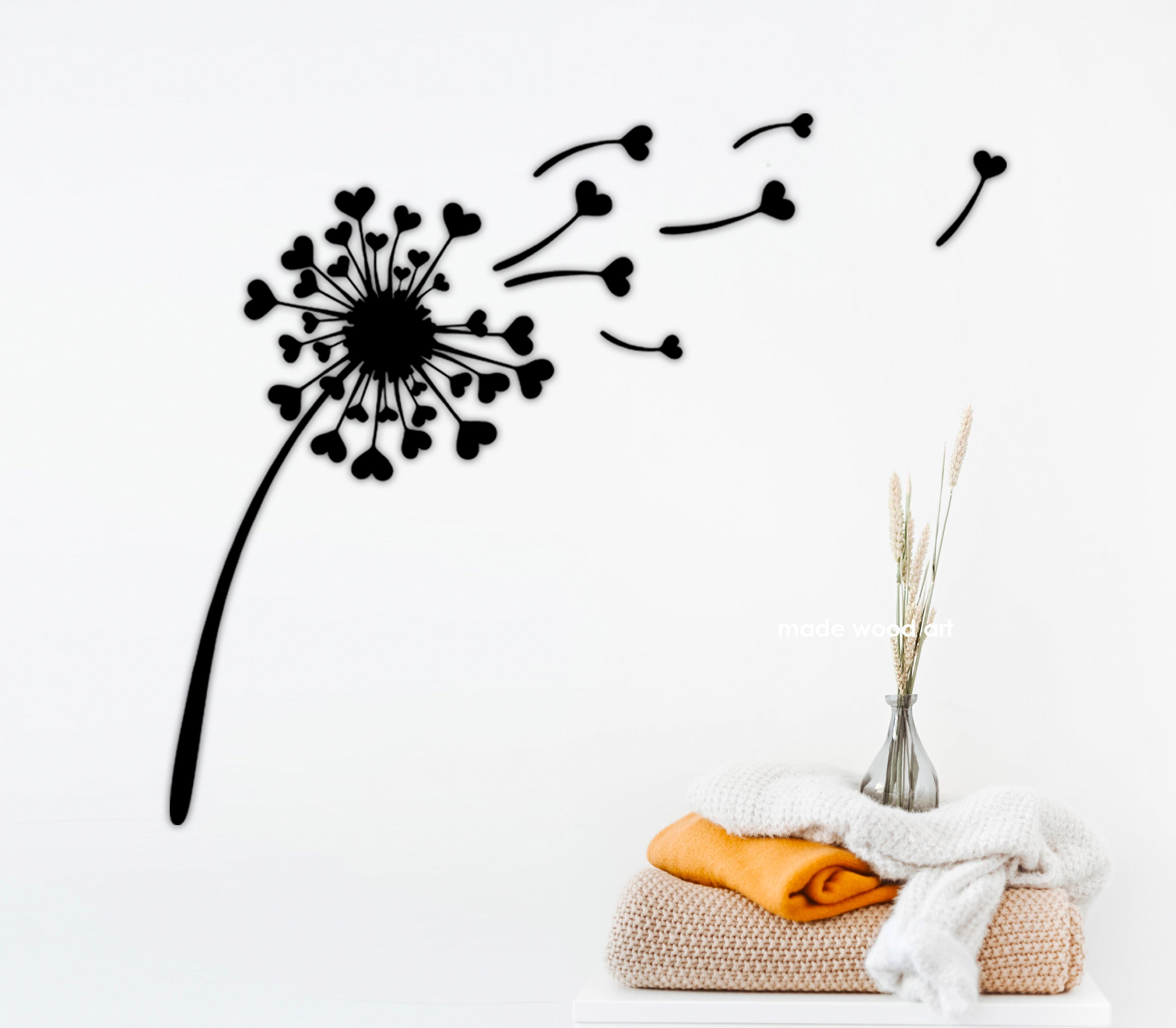 Dandelion wall art Wood wall decor Wood nature wall art Room Etsy