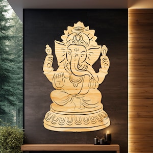 Houten Ganesha kunst aan de muur, Ganapati olifant, Indiaas interieur, hindoe kunst aan de muur, Diwali cadeau, retourcadeau Lord Ganesha, spiritueel decor