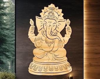 Art mural bois Ganesha, éléphant Ganapati, décoration d'intérieur indienne, art mural hindou, cadeau Diwali, cadeau de retour Lord Ganesha, décoration spirituelle
