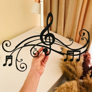 Music Notes Wall Art, Wood Music Symbol, Sheet Music, Aesthetic Room Decor, Treble Clef, Gifts for Musicians, Piano Decor, Music Ornament