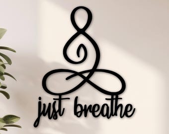 Just Breathe Wooden Sign, Buddha Wall Art, Zen Meditation Room, Yoga Studio Artwork, Spiritual Symbol, Relax Bedroom Decor, Diwali Gift