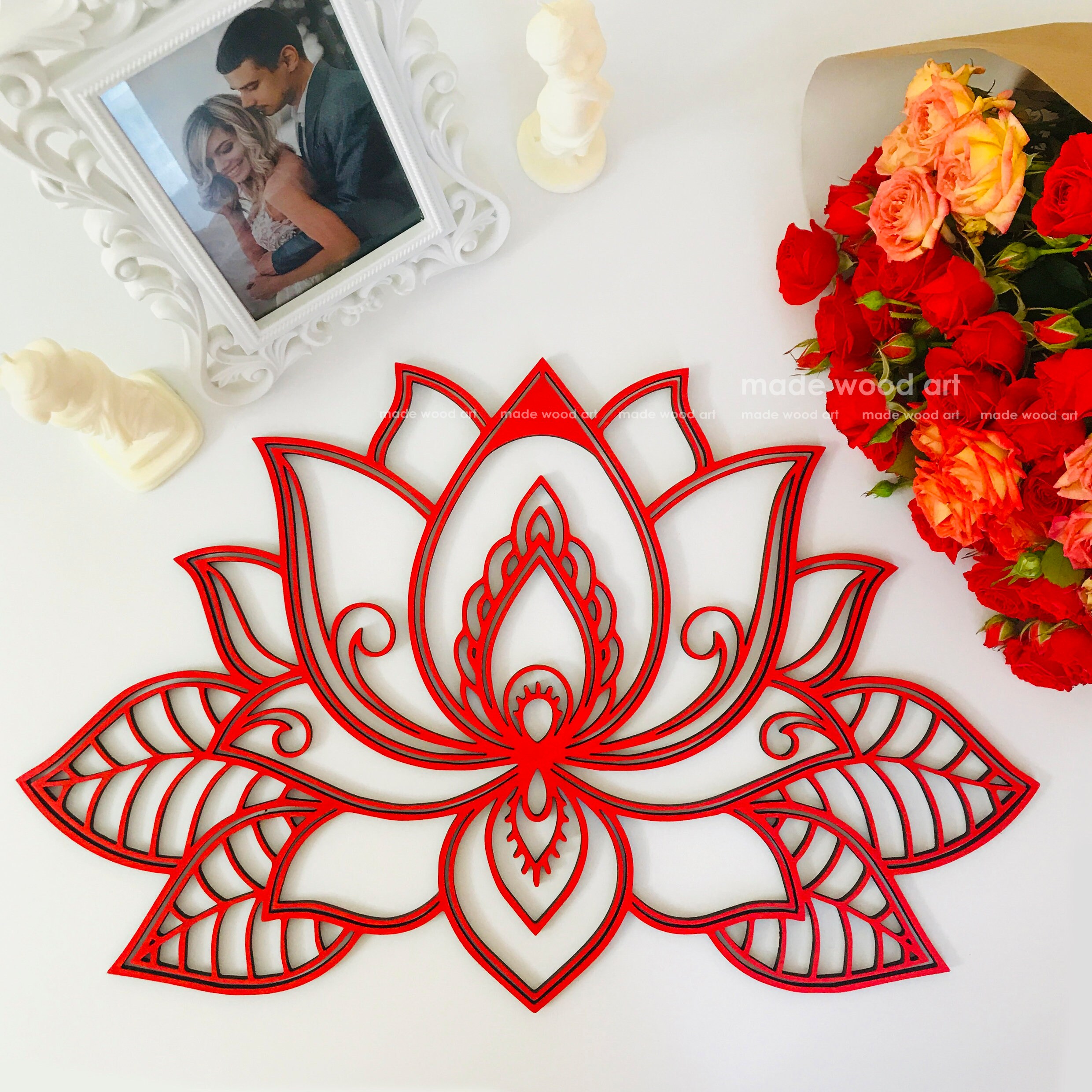 Lotus Flower Wooden Mandala Lotus Flower Wall Art Wood Wall Etsy Ireland