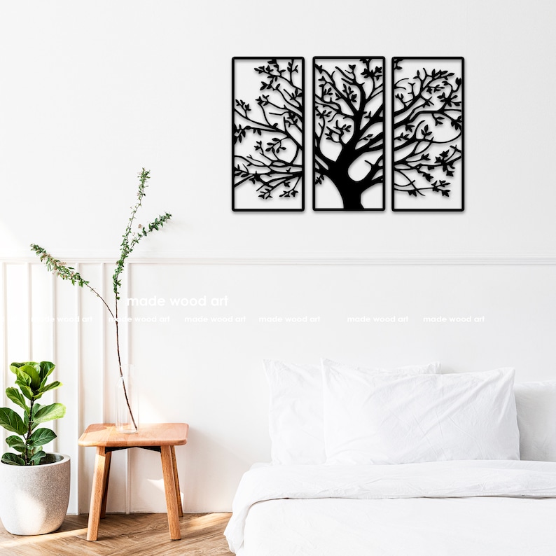 Triptych Wall Art Tree of Life 3 Panels Wood Wall Art 3 Piece Etsy