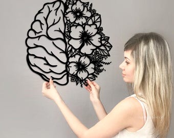 Houten hersenkunst, kunst menselijke anatomie, psychologie geschenken, medische school, geestelijke gezondheid wandkleden, cadeau voor arts, therapie kantoorinrichting