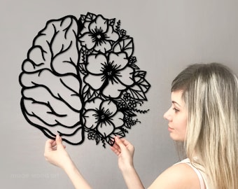 Wooden Brain Art, Human Anatomy Art, Psychology Gifts, Medical School, Mental Health Wall Hangings, Gift for Doctor, Therapy Office Decor