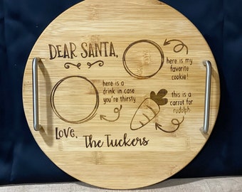 12” Santa Wooden Serving Tray with Handles- Engraved - Custom - Personalized - Housewarming - Anniversary - Gift - Shower