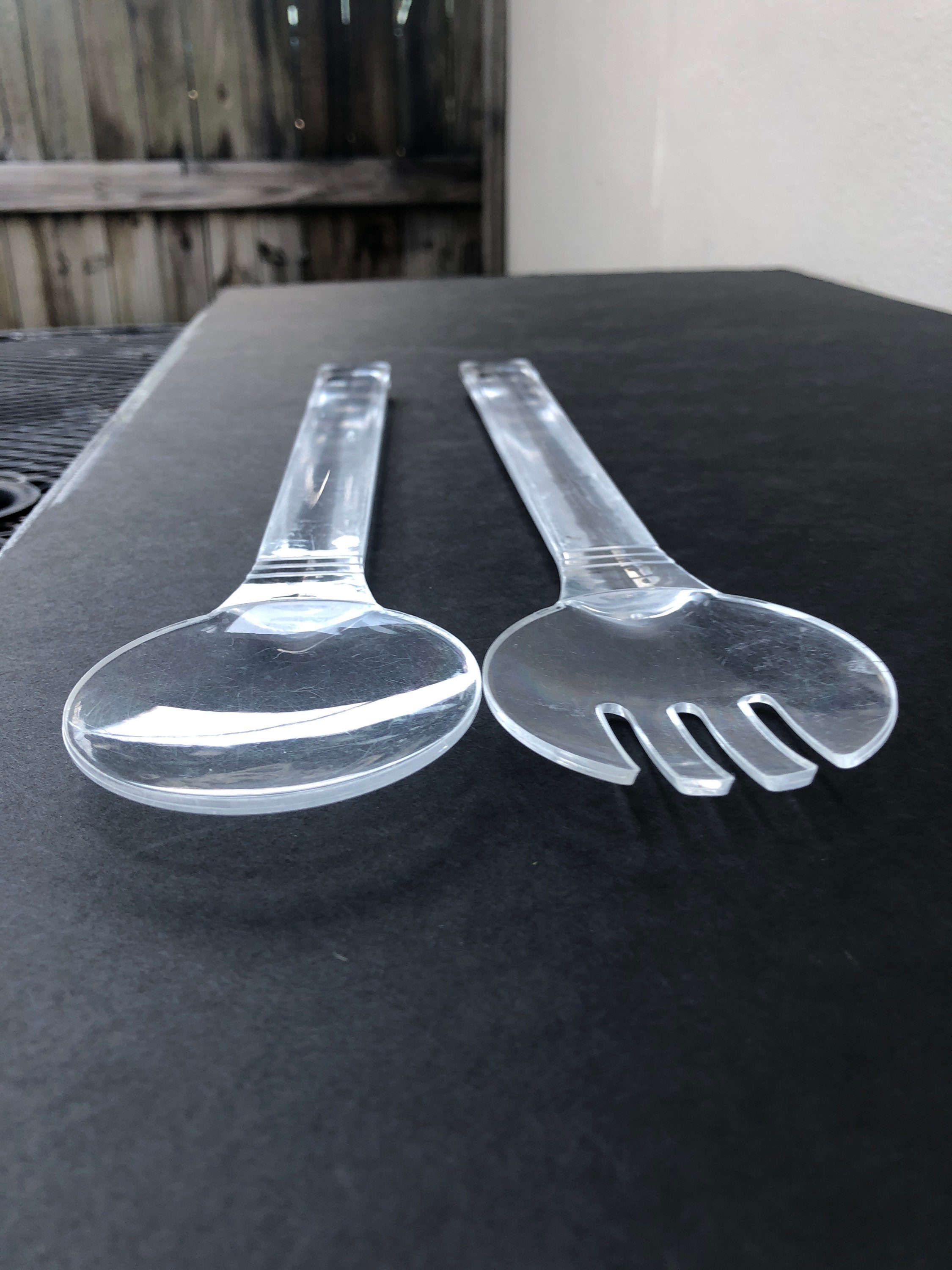 Clear lucite salad serving set acrylic plastic lucite big Etsy